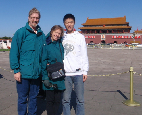 Dennis and Terry Struck at Tiananmen Square along with proud six foot tall acquaintance.